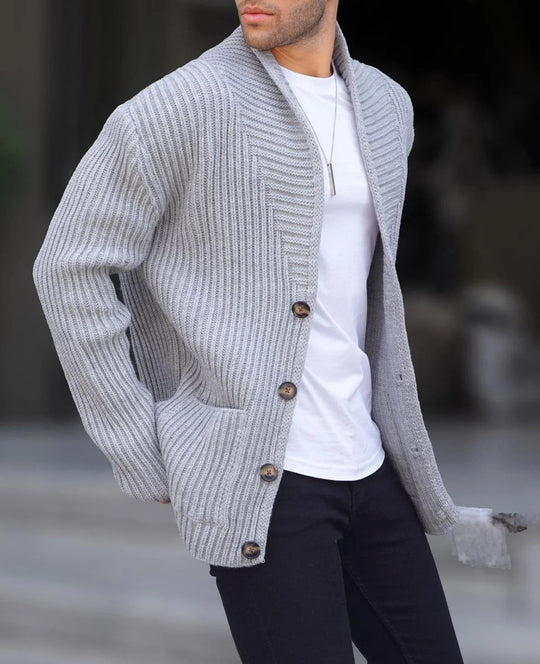 Herren Strickjacke mit tiefem Ausschnitt und knöpfen