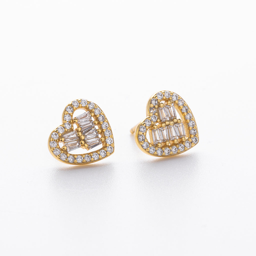 Damen Ohrstecker im romantischen Herzdesign mit funkelnden Zirkonia und 925 Sterling Silber Shop Nory