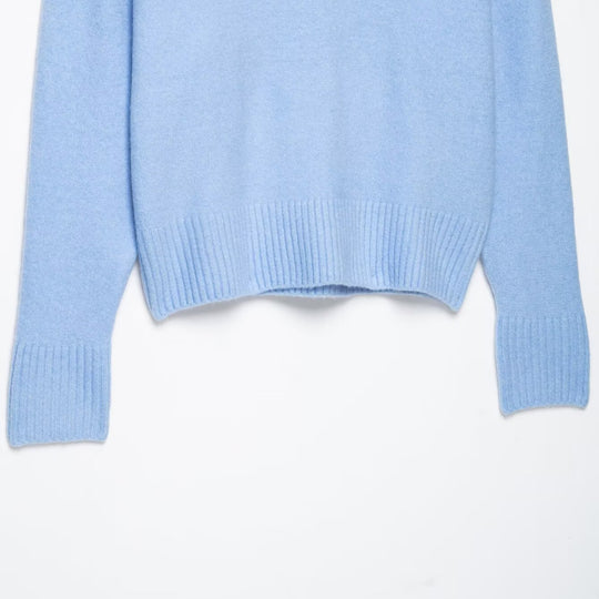 Damen Oversize V‑Ausschnitt Feinstrickpullover mit breitem Rippenbund Shop Nory