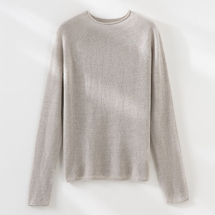Damen Feiner leichtgewichtiger Rundhals-Feinstrickpullover mit Raglanärmeln Shop Nory