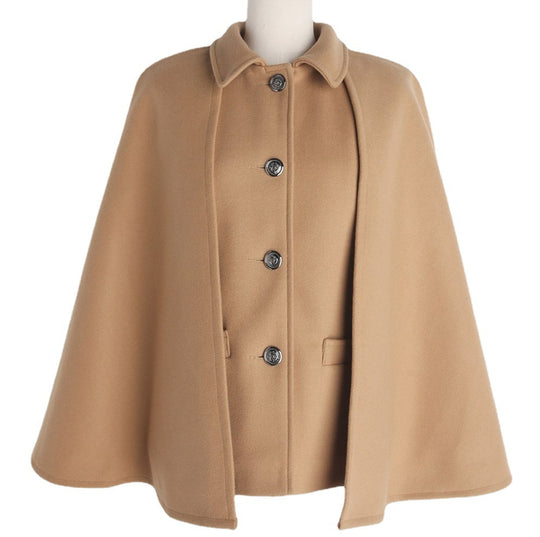 Damen Kurzer Wollmix-Cape-Mantel mit Hemdkragen und aufgesetzten Taschen Shop Nory