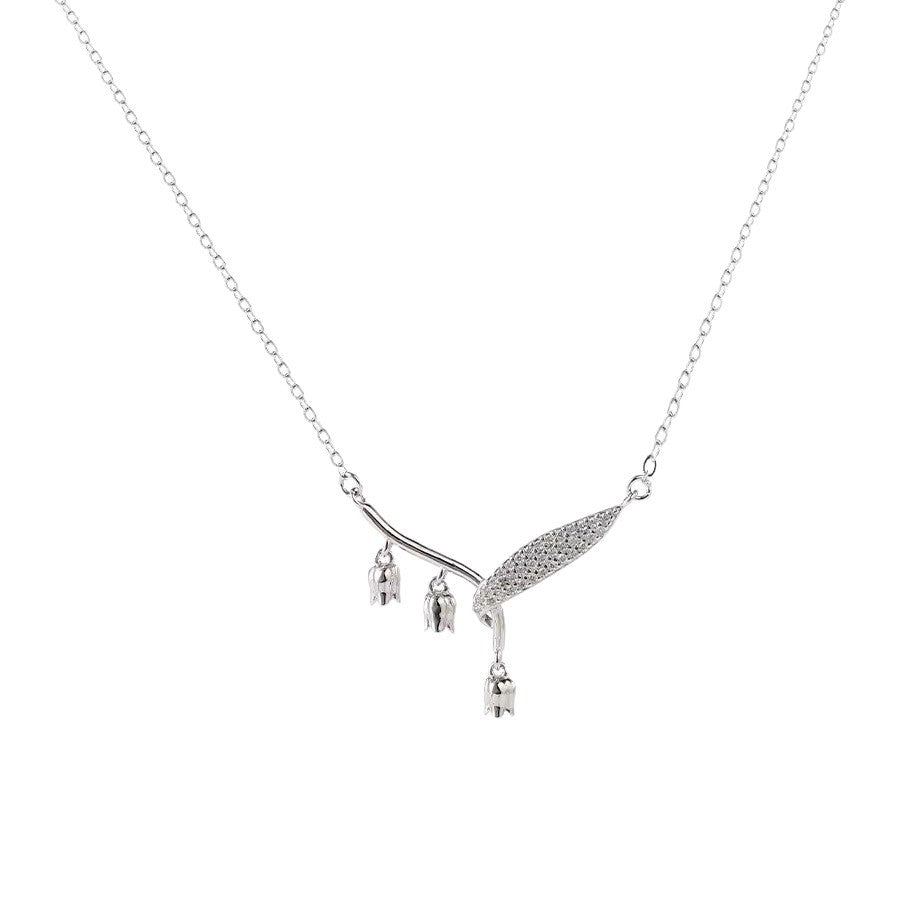 Damen Halskette mit elegantem Blattdesign und funkelnden Akzenten Shop Nory