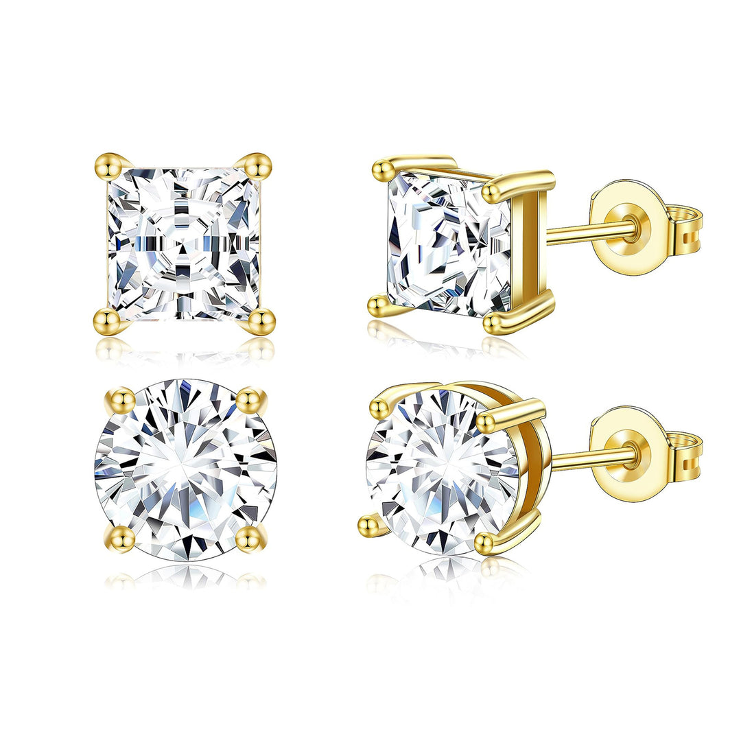 Zierliches Ohrstecker-Set mit Funkelnden Zirkonia In Krappenfassung
