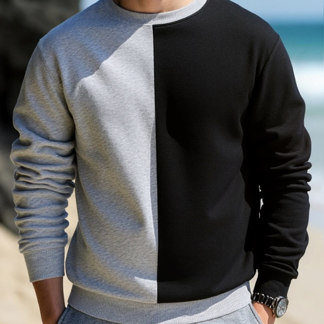 Herren Sweatshirt mit zweifarbiger Blockoptik, Rundhals & weichem Baumwoll‑Mix Shop Nory