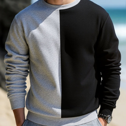 Herren Sweatshirt mit zweifarbiger Blockoptik, Rundhals & weichem Baumwoll‑Mix Shop Nory