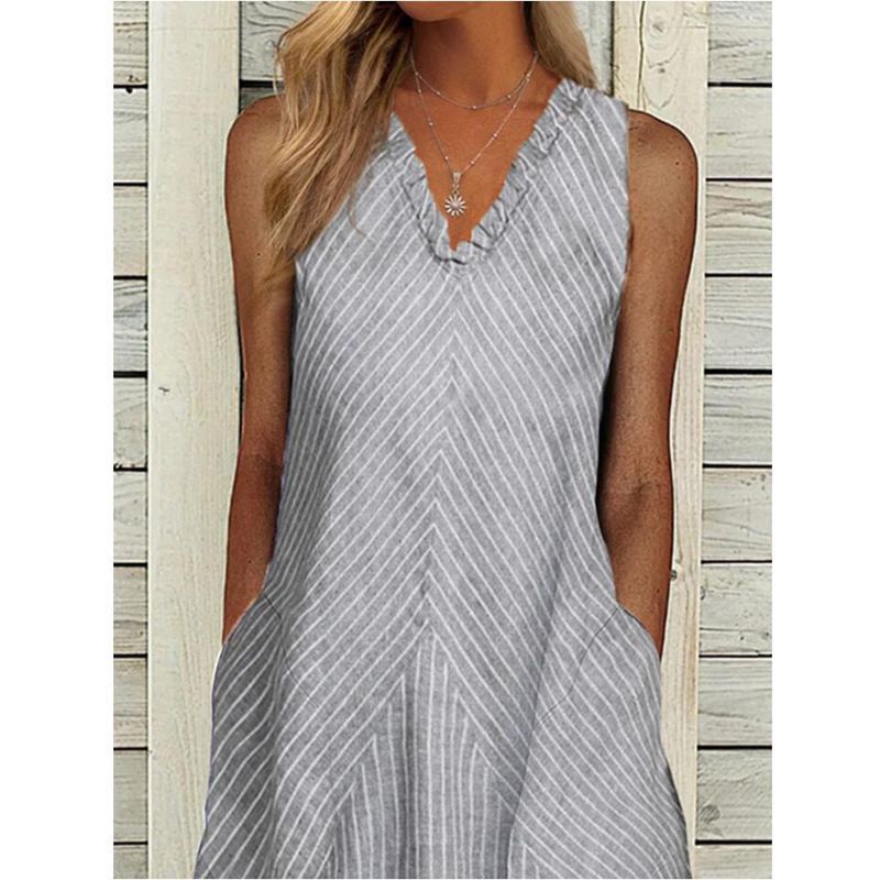 Damen Legeres A-Linien Kleid mit V-Ausschnitt und praktischen Taschen