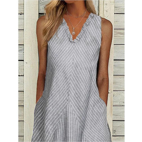 Damen Legeres A-Linien Kleid mit V-Ausschnitt und praktischen Taschen