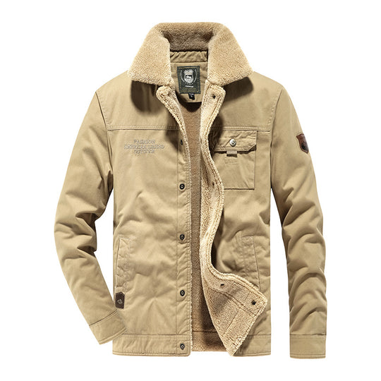 Herren Baumwoll-Canvas Feldjacke mit Teddyfutter und Utility-Taschen Shop Nory