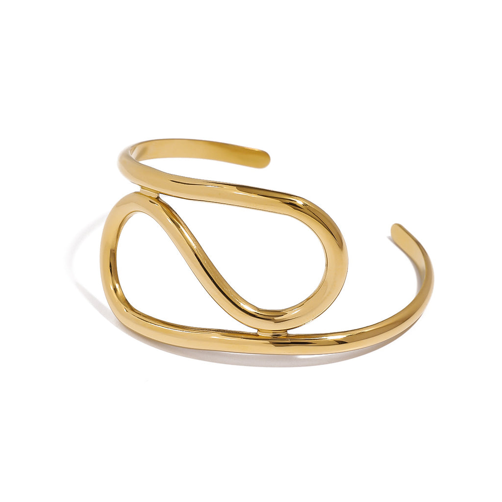 Damen modernes offenes Armreif-Armband aus hypoallergenem Edelstahl Shop Nory