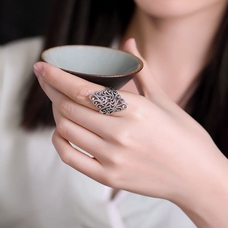 Damen Offener Ring mit kunstvollem und filigranem Design Shop Nory