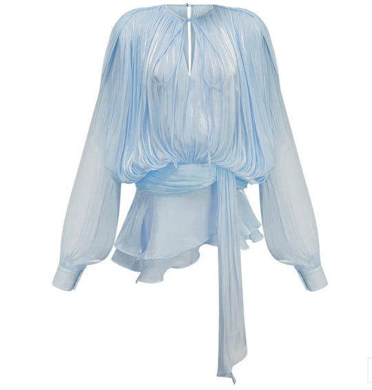 Damen Chiffon Minikleid mit eleganten Rüschendetails und verführerischem Wickeldesign Shopnory