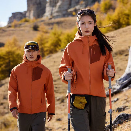 Unisex Softshell Outdoorjacke mit Kapuze, winddicht und elastisch Shop Nory
