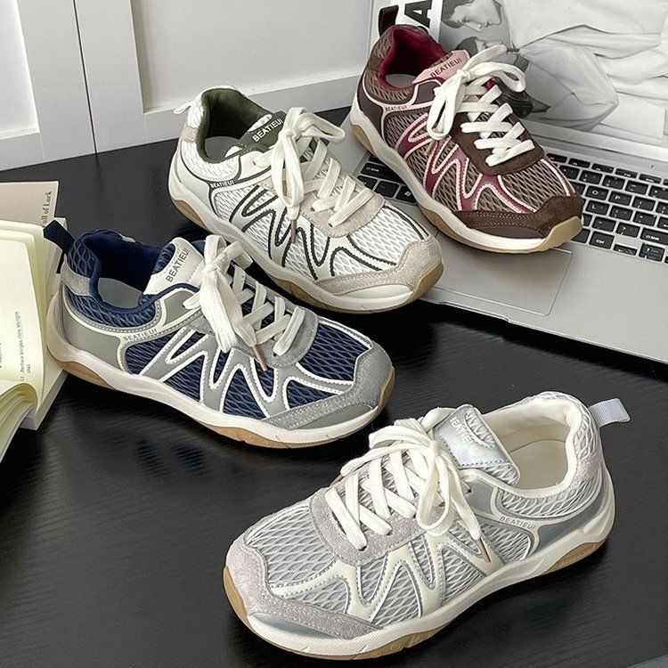 Damen Atmungsaktive Retro-Running-Sneaker mit Mesh-Obermaterial und Gumsohle Shop Nory