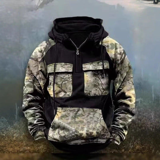 Herren Camouflage Funktionskapuzenpullover