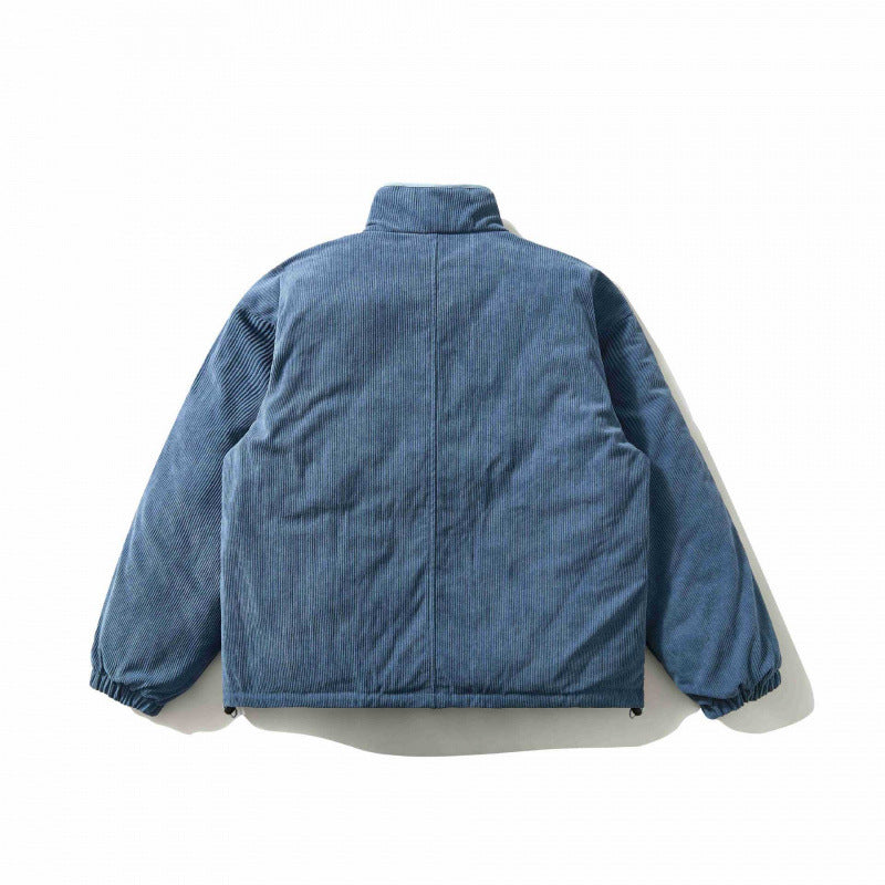 Herren Wattierte Cordjacke mit Stehkragen, Druckknopfverschluss und elastischem Saum Shop Nory