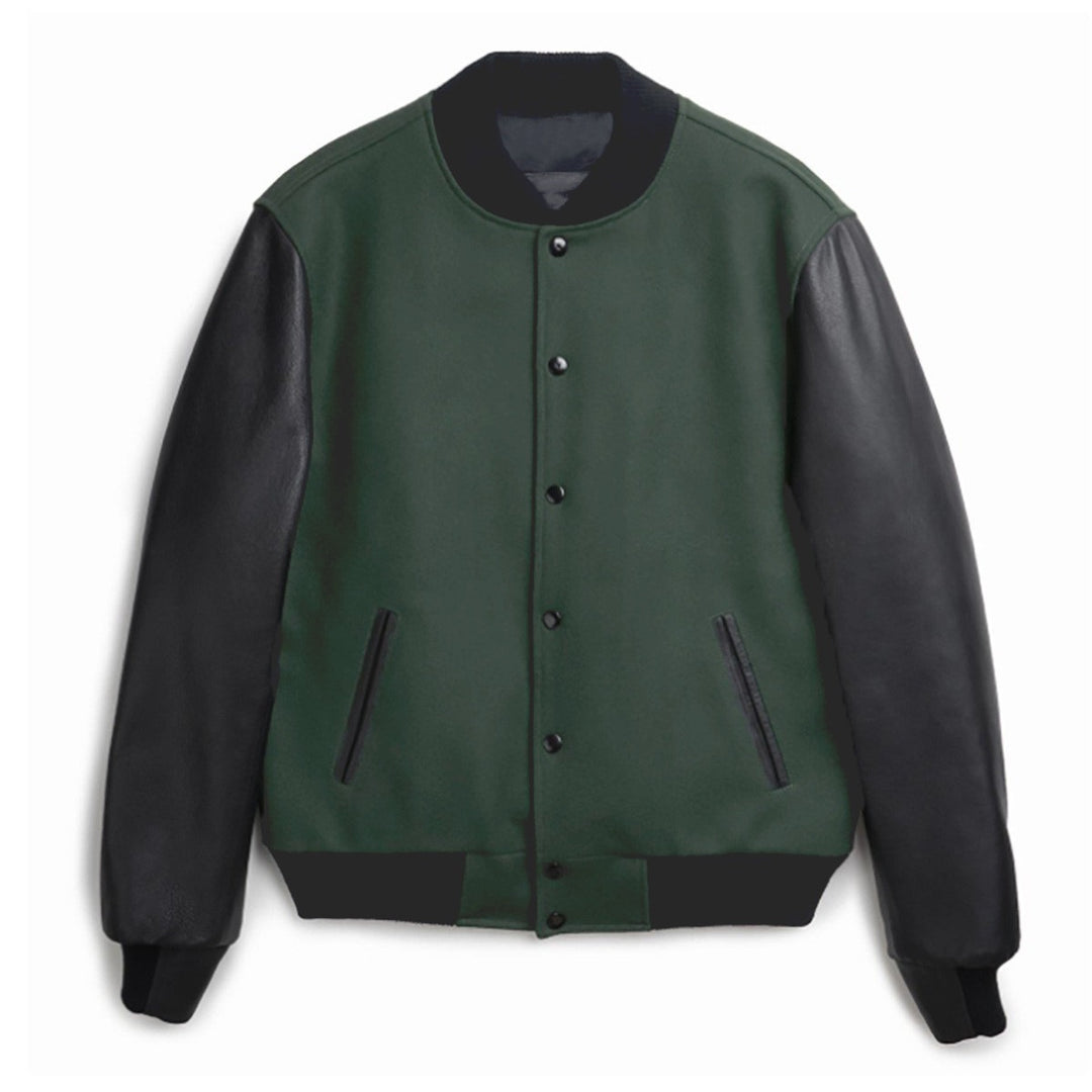 Herren Varsity‑Bomberjacke im College‑Stil mit Wollkörper und Lederärmeln Shop Nory