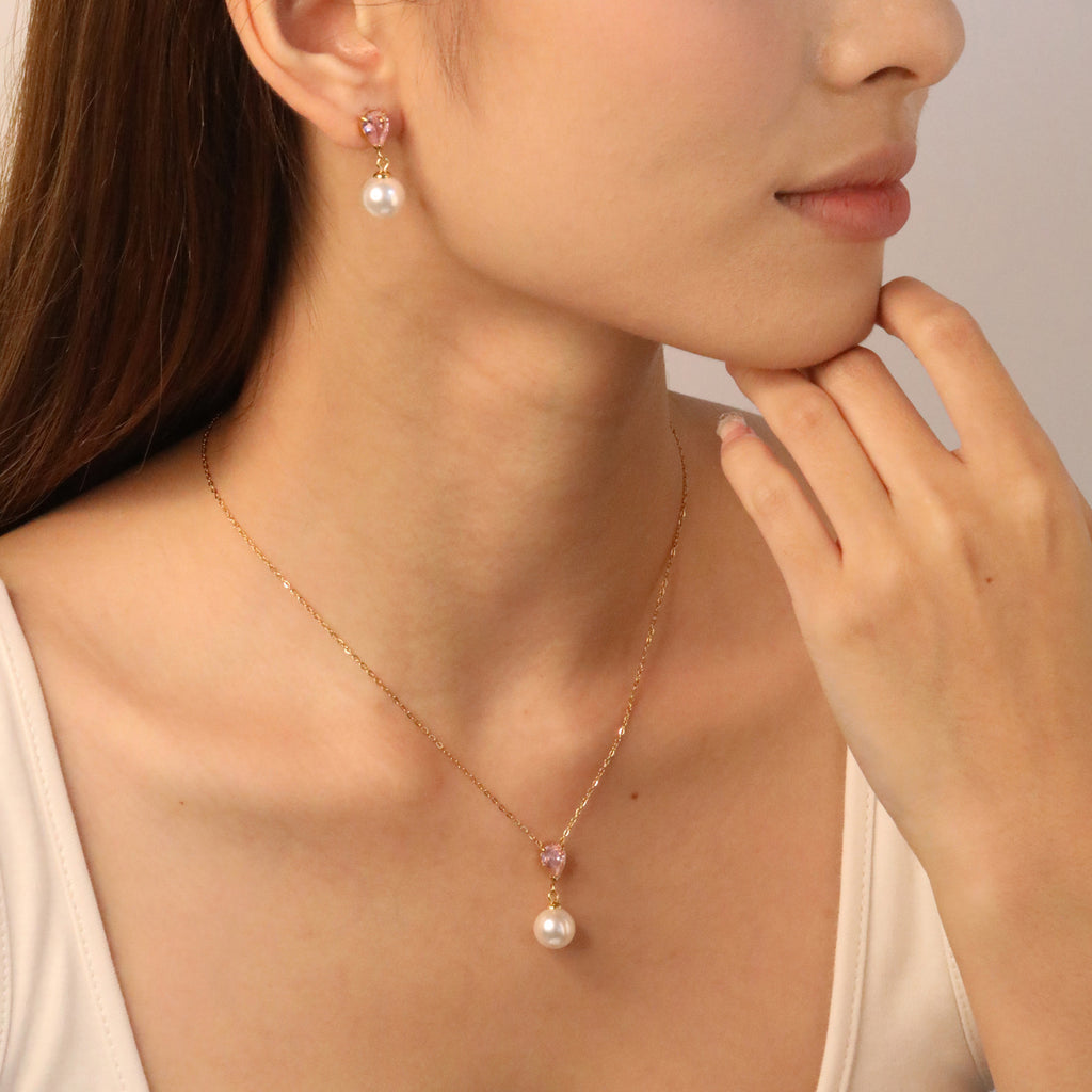 Damen Schmuckset mit eleganter Perlen-Halskette und passenden Ohrsteckern Shop Nory