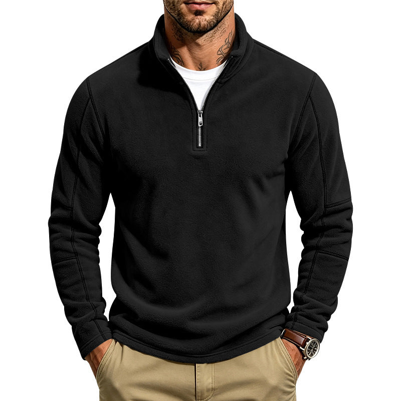 Herren Fleece-Pullover mit kurzem Reißverschluss und Stehkragen Shop Nory