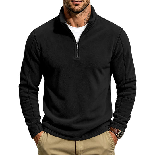 Herren Fleece-Pullover mit kurzem Reißverschluss und Stehkragen Shop Nory