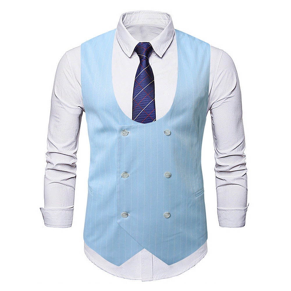 Herren elegante Weste mit doppelter Knopfleiste und klassischen Streifen