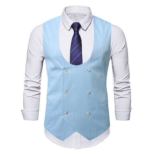 Herren elegante Weste mit doppelter Knopfleiste und klassischen Streifen