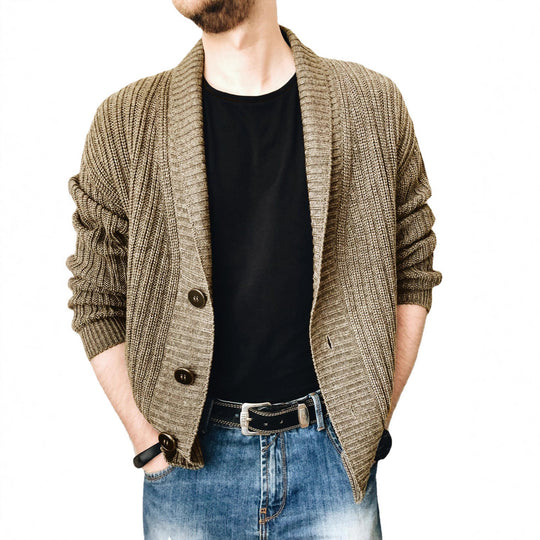Herren Strickcardigan mit Schalkragen und Knopfleiste Shop Nory