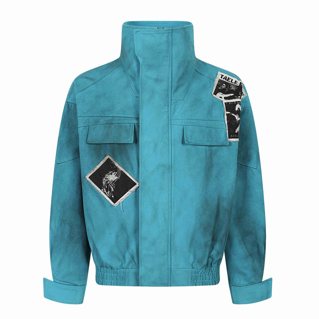 Damen Kurzer Boxy‑Blouson mit hohem Stehkragen, aufgesetzten Patches und elastischem Saum Shop Nory