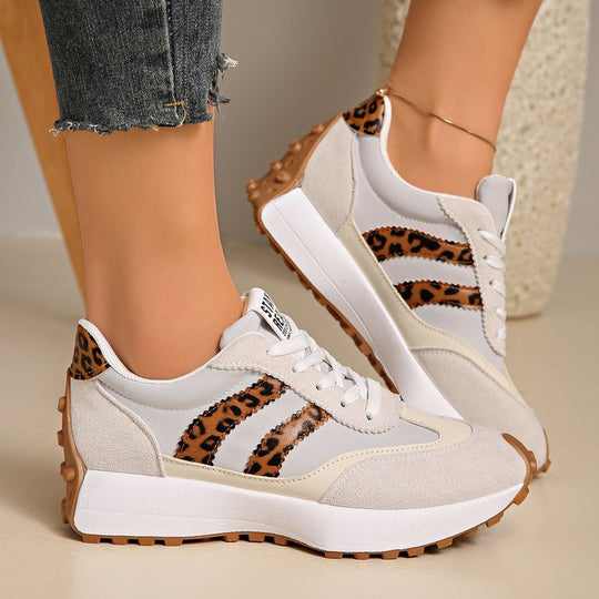 Damen Plateau-Laufsneaker mit Wildlederoptik und Leo-Akzenten Shop Nory