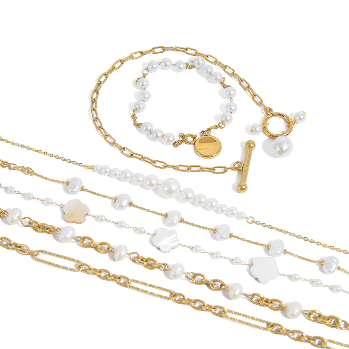 Damen Armband mit eleganten Blumenelementen aus hypoallergenem Edelstahl Shop Nory