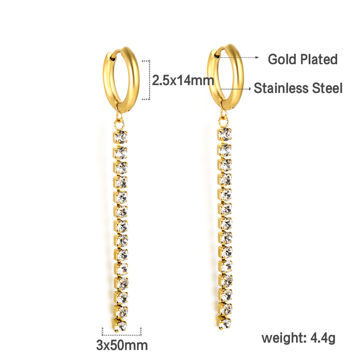 Damen Hängende Ohrstecker mit funkelnden Zirkonia-Elementen und eleganter Goldplattierung Shop Nory