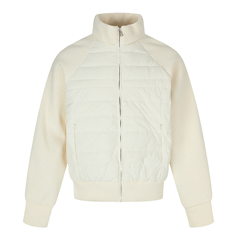 Damen gesteppte Strick‑Blend Bomberjacke mit Stehkragen und Raglanärmeln Shop Nory