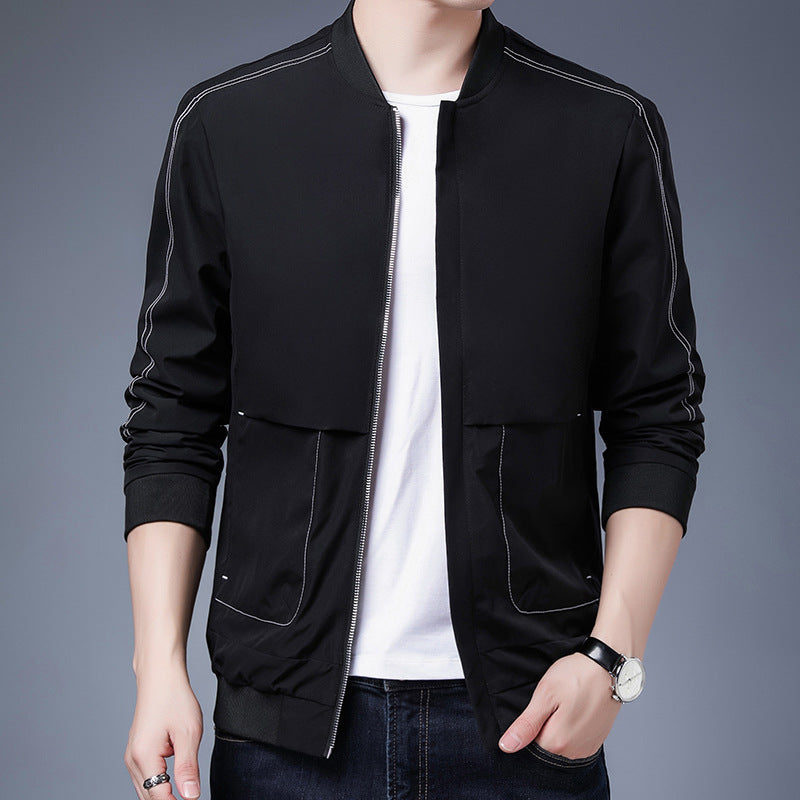 Herren Leichte Bomberjacke mit Kontrastnähten, Reißverschluss und Rippbündchen Shop Nory