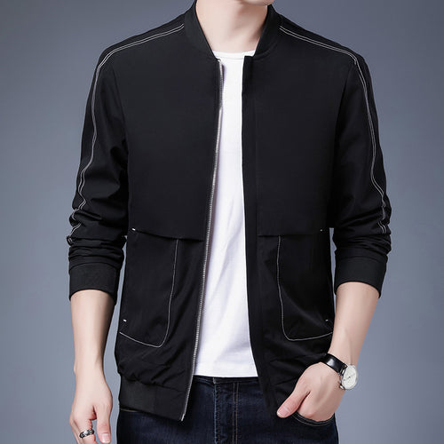 Herren Leichte Bomberjacke mit Kontrastnähten, Reißverschluss und Rippbündchen Shop Nory