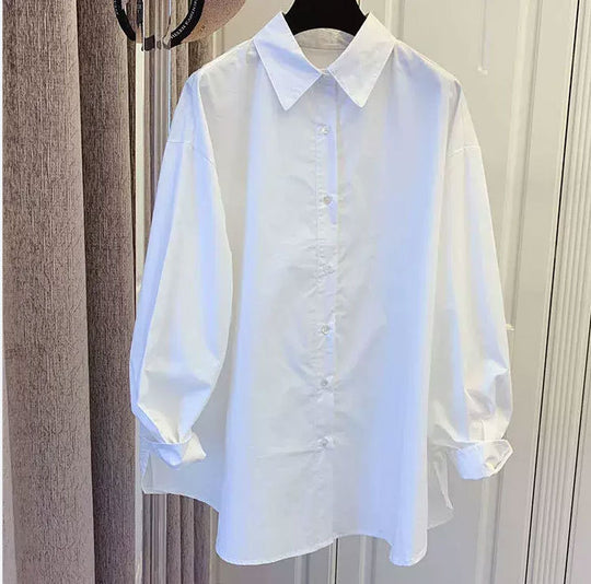 Damen Lässige Baumwollbluse mit Puffärmeln Shop Nory