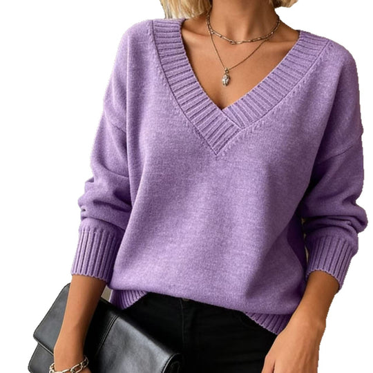 Damen Feinstrickpullover mit tiefem V-Ausschnitt und überschnittener Schulter Shop Nory