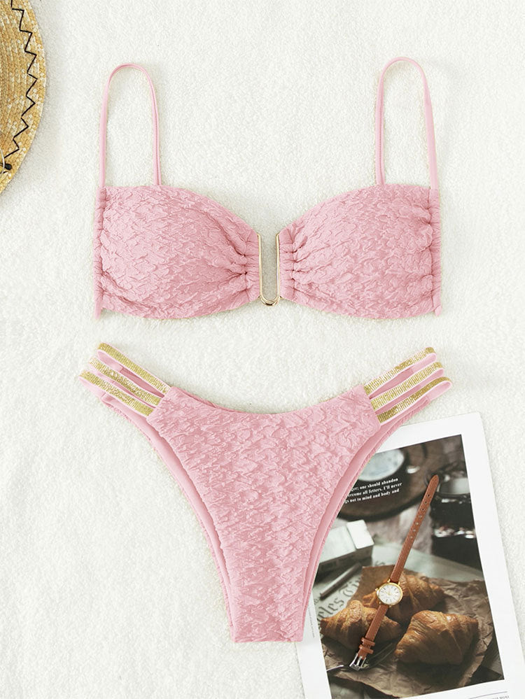 Damen Push-Up-Bikini mit elegantem Rüschendesign