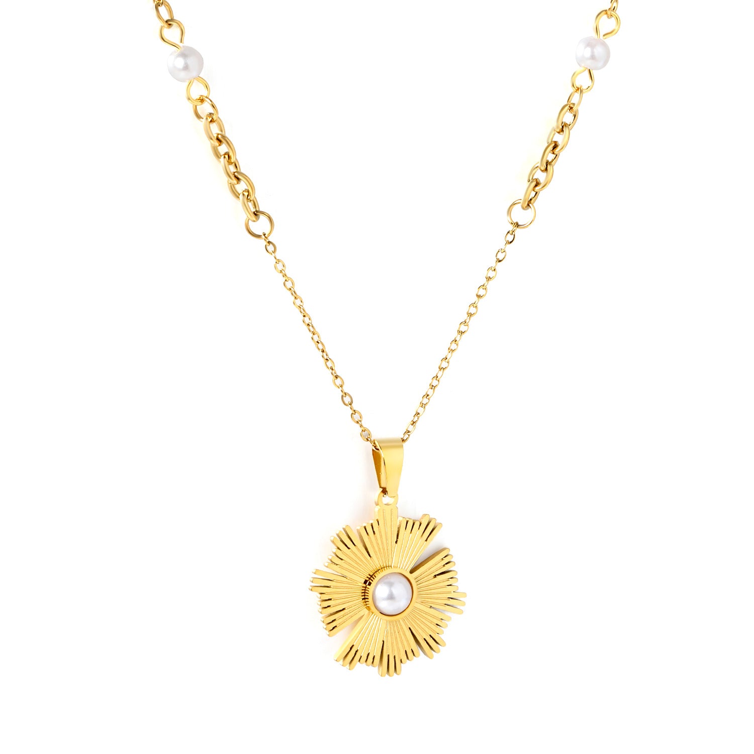 Damen Halskette mit funkelndem Anhänger im floralen Design Shop Nory