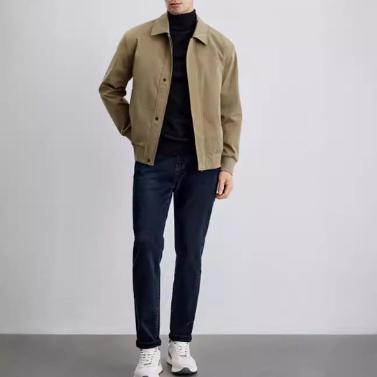 Herren leichte Bomberjacke mit Hemdkragen, verdeckter Druckknopfleiste und elastischen Bündchen Shop Nory