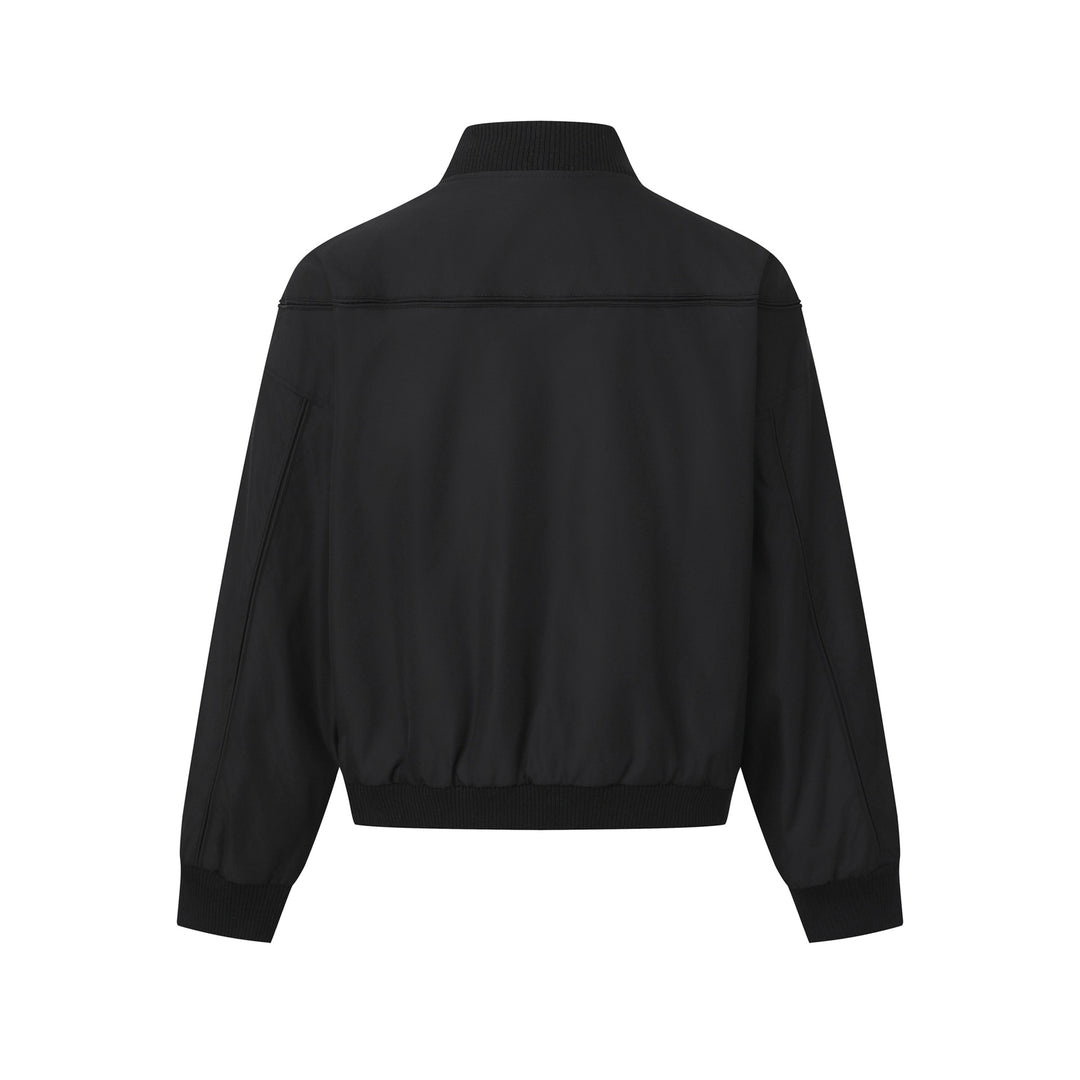 Unisex Kurz geschnittener Boxy‑Blouson mit hohem Rippkragen, verdeckter Knopfleiste und Elastikbund Shop Nory