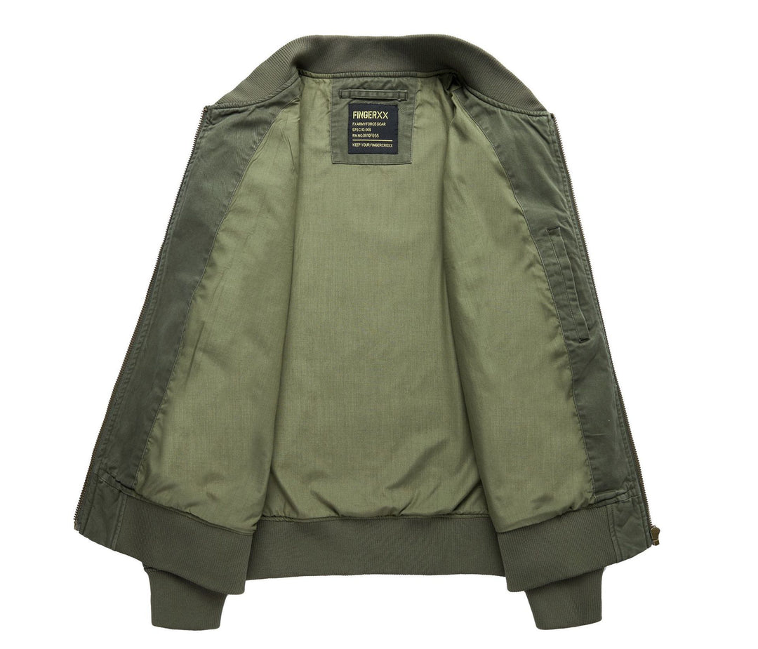 Herren Kurz geschnittener Canvas-Bomber mit Doppel-Frontklappentaschen und Ärmeltasche Shop Nory