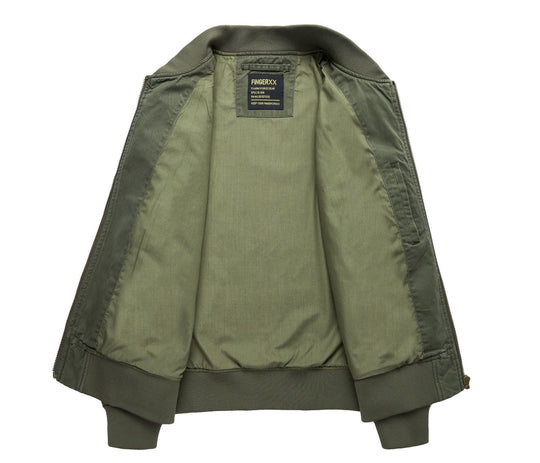 Herren Kurz geschnittener Canvas-Bomber mit Doppel-Frontklappentaschen und Ärmeltasche Shop Nory