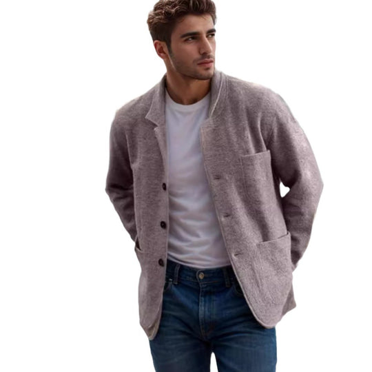 Herren Sakkoartige Strickjacke mit Hemdkragen und aufgesetzten Taschen Shop Nory