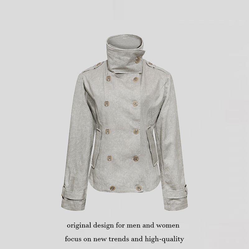 Damen Kurze Doppelreihige Cabanjacke mit Stehkragen und Taillierung Shop Nory