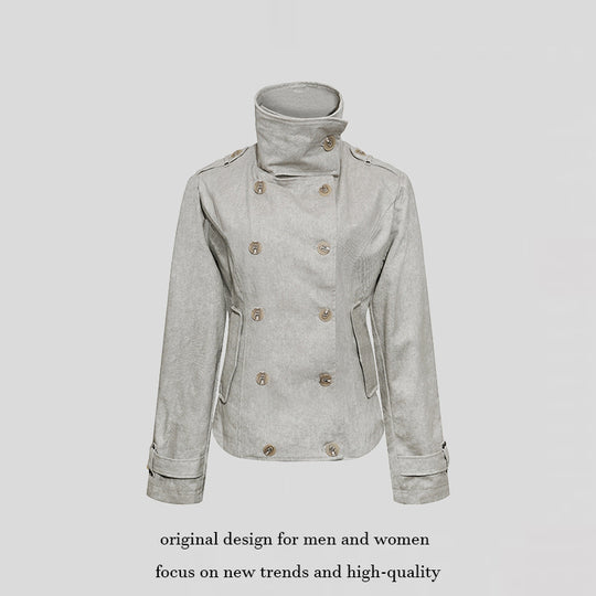 Damen Kurze Doppelreihige Cabanjacke mit Stehkragen und Taillierung Shop Nory
