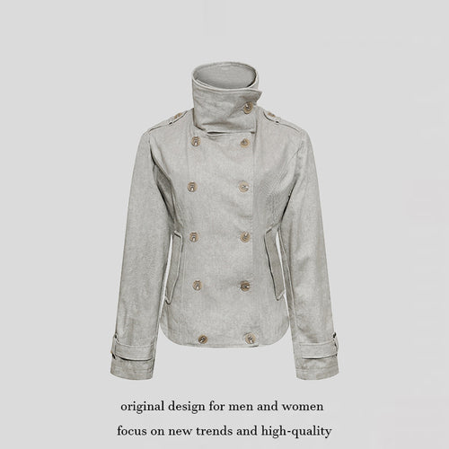 Damen Kurze Doppelreihige Cabanjacke mit Stehkragen und Taillierung Shop Nory