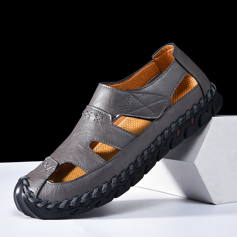 Herren Atmungsaktive Leder-Sandalen mit rutschfester Sohle