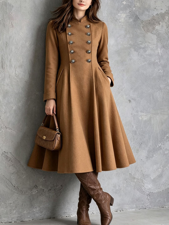 Damen tailliertes Mantelkleid mit doppelreihiger Knopfleiste und ausgestelltem Rock Shop Nory