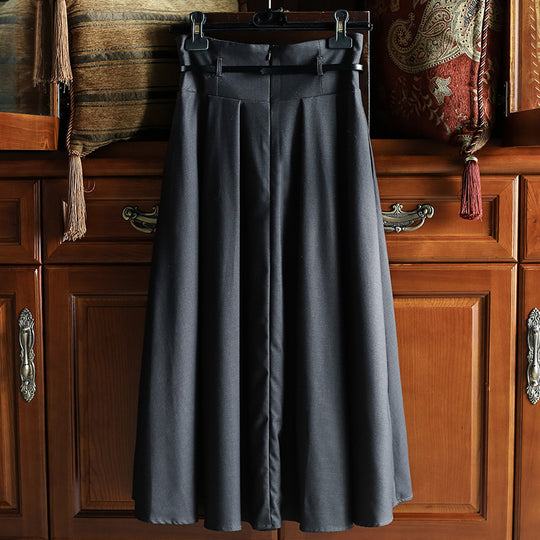 Damen Eleganter, schwingender Midirock mit Taillengürtel Shop Nory