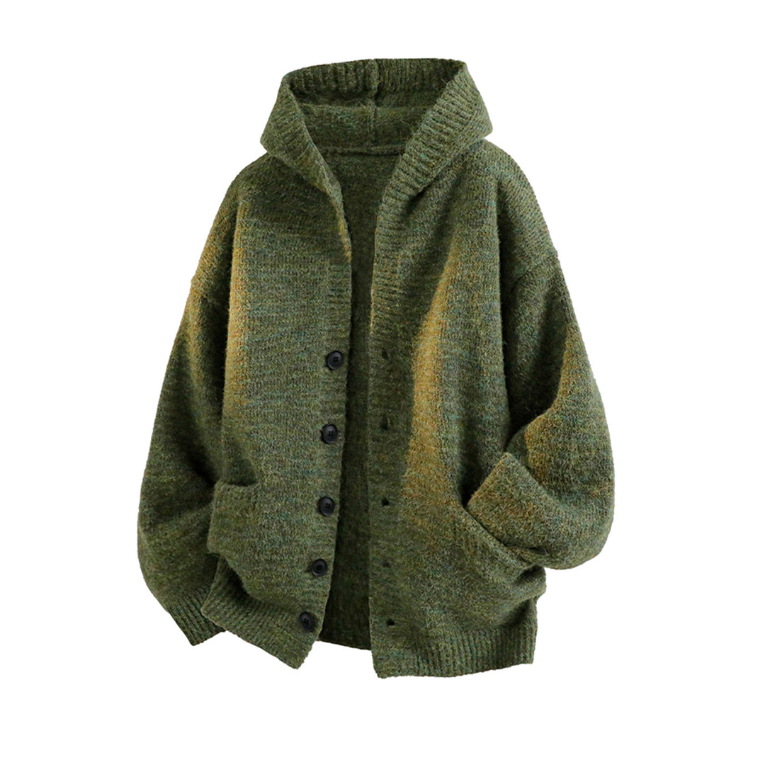 Damen Gemütliche Strickjacke mit Kapuze und Knöpfen Shop Nory