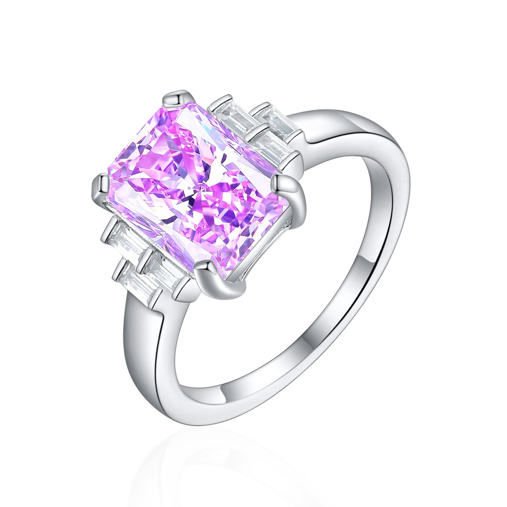 Damen Ring mit großem, rechteckigem Edelstein und funkelnden Akzenten Shop Nory